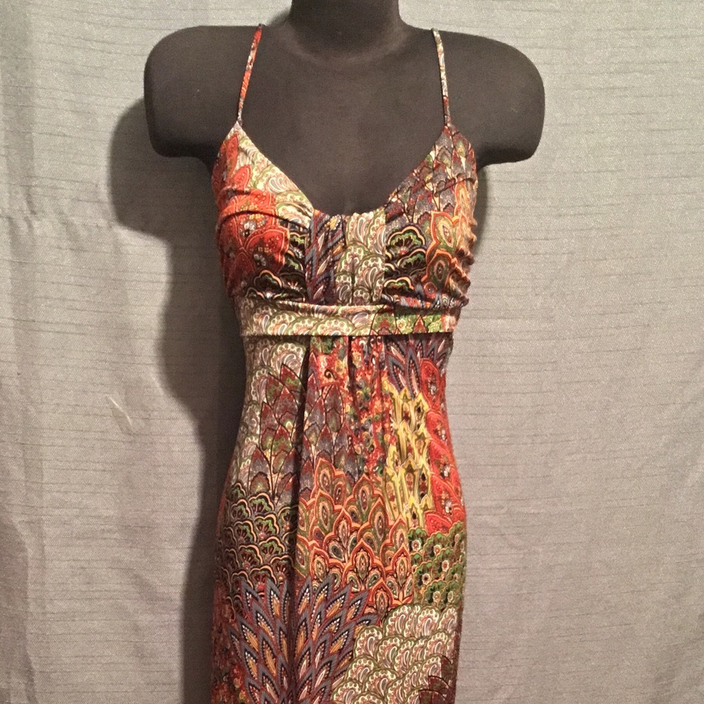 ♥️$17 Hypnotized long spaghetti Maxie dress.Sz.L
